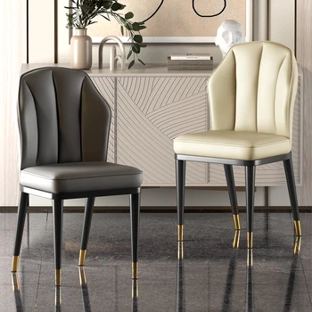 Nordic scaun de luat masa acasă restaurant lumină de mobilier de lux din piele scaune stil simplu, hotel restaurant de fier din spate scaun