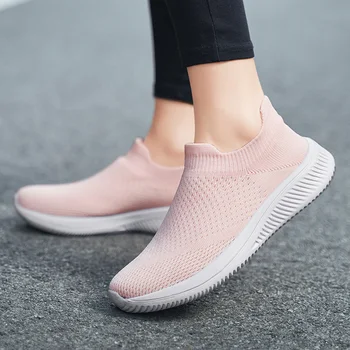 Pantofi pentru femei plus dimensiune 42 de aer respirabil ochiurilor de plasă adidasi femei de vară 2020 non-alunecare cu talpi groase tricotate cu fund plat adidași