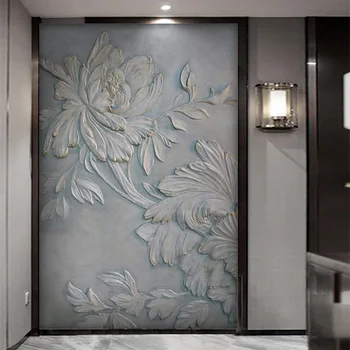 Personalizat Murale 3D Tapet Relief Flori Pridvor Pictura Decorativa Camera de zi Dormitor Fundal de Perete Decor Acasă Papel De Parede