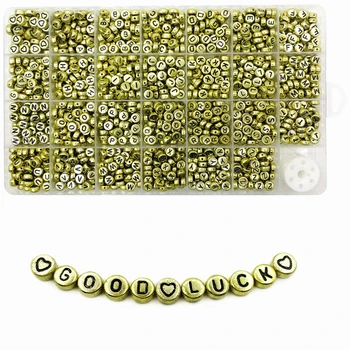 Plat Rotund de Culoare de Aur Scrisoare Margele Acrilice Aleatoare Alfabetul Margele Spacer Pentru Colier Brățară DIY Accesorii Bijuterii Face