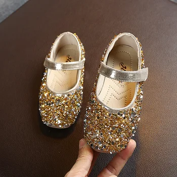 Primavara Toamna Pantofi Fete Bling Printesa Pantofi pentru Copii Fete Pantofi de Mireasa Cristal de Argint Mary Jane Pantofi Copii Non-alunecare de Copii mici