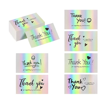 Promovare! 300Pcs Vă Mulțumesc Carduri de Afaceri Mici,6 Stiluri Vă Mulțumesc pentru Susținerea Carduri Note Holografic Multumesc Felicitari