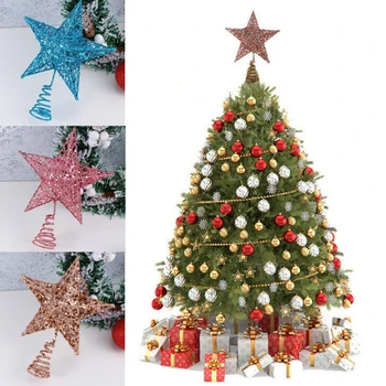 Pulbere de aur Decorare Pom de Crăciun de Cinci Stele a subliniat Pandantiv Copac Xmas Topper Decor Decoratiuni Petrecere de Anul Nou Acasă Ornamente