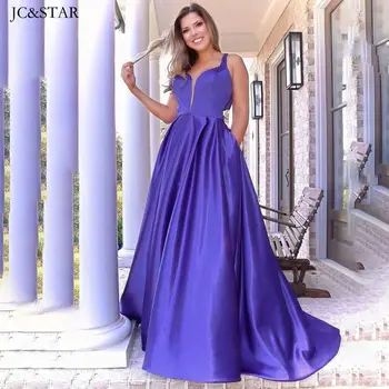 Purple Satin Rochii domnișoare de Onoare V Arc Spate Femei Elegante Pentru Petrecerea de Nunta, Rochii de Seara Perie Coada Bal Vestido BOHO Halat