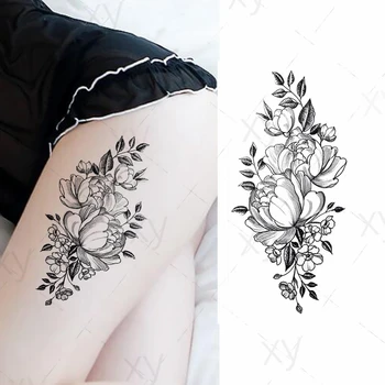 Realist Sexy Bujor Tatuaje Temporare Femei Adulte Flori Brațul Autocolant Rezistent La Apa Fals Florale Bloosom Corpul Picior Arta Tatuaje