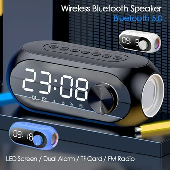 S8 Draadloze Difuzor Bluetooth Hd Led Display Multifunctionele Stereo Bass Boxe Wekker Radio Fm Tf Card Aux Muziek Afspelen.