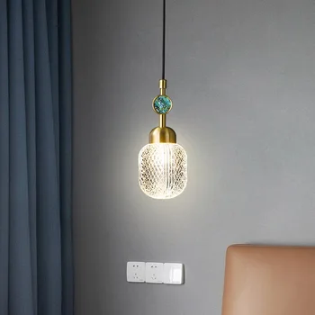 Simplu, Modern, De Lux De Lumină Lampă De Noptieră Stil Nordic Dormitor Cupru Bar De Sticlă Creative Single-Capul Lung-Linia Candelabru Lămpi