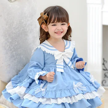 Stil Spaniol Lolita Rochie Pentru Fete Pentru Copii De Primavara Maneca Lunga Fusta, Rochii De Bal Cu Arcul Personalizate Nume De Copil Cadou De Ziua De Nastere