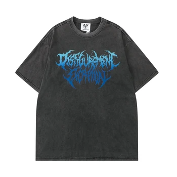 Streetwear Spălat Tricou Barbati Hip Hop Graphic T Shirt 2022 Harajuku Bumbac Casual De Vara Cu Maneci Scurte Tricou Negru Topuri Tricouri