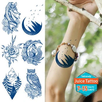 Suc de Cerneală Naturale Autocolant Tatuaj de Lungă durată Impermeabil Femei cu Copii de Mână Fata Maneci Tatuaj Piept Mic Moon Star Unicorn Rose