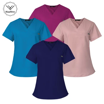 Supradimensionate Uniformă Chirurg Plastic, Haine De Lucru Clinica Uniformă Doamnelor Tricou Lucrător De Îngrijire De Haine Medicale Scrub Topuri Uniforme Bluza