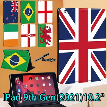 Tableta Caz pentru Apple IPad 9 10.2 Inch 2021 Drapelul Național Model din Piele Capacul suportului pentru ipad a 9-a Generație