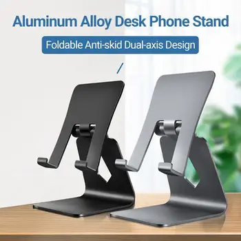 Tableta Stand Pliabil Anti-derapare Dual-axis Design din Aliaj de Aluminiu de Telefon de Birou Suport pentru Acasă