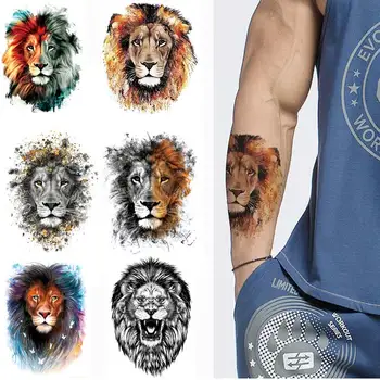 Tatuaje temporare pentru Bărbați Animale Leu Impermeabil Autocolant Tatuaj Tatuaj Fals pentru Femei Body Art Tatuaje pentru Picior Bratul