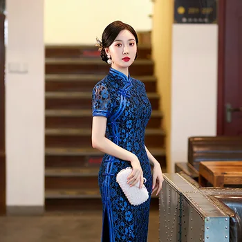 Timp Mandarin Guler Qipao Cheongsam Satin Rochie de Vară Rochii la Modă Stil Chinezesc Plus Dimensiune 5XL de Performanță Costum