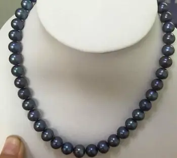 transport gratuit Uimitoare 9mm Naturale albastru negru colier de perle 18