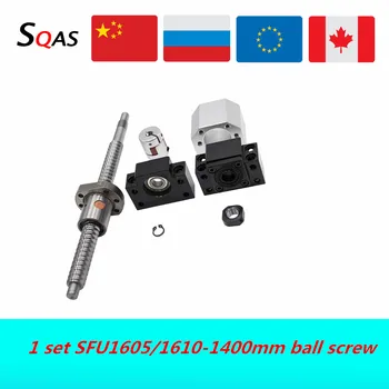 Ue depozit ball screw kit SFU1605 1400 mm șurub cu bile end prelucrate cu BK12 BF12 +piulița +piuliță suport+de cuplare pentru cnc parte