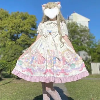 [Vânzător Recomanda]Japoneze Lolita Dulce Kawaii Jsk Femei Rochie De Epocă Victoriană Arc Fără Mâneci Dantelă Printesa Tea Party Rochii